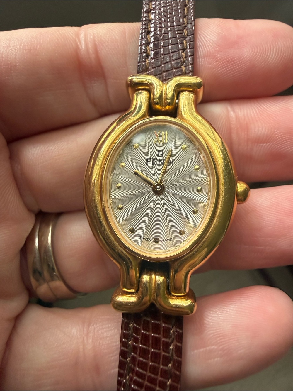 Vintage FENDI Chameleon 640L StainSteel×Leather Quartz Watch + blue strap